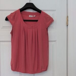 Cato Coral Blouse with Pleated Front